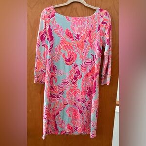 Lilly Pulitzer GORGEOUS Pink, Peach and Aqua Marlowe Dress - Large